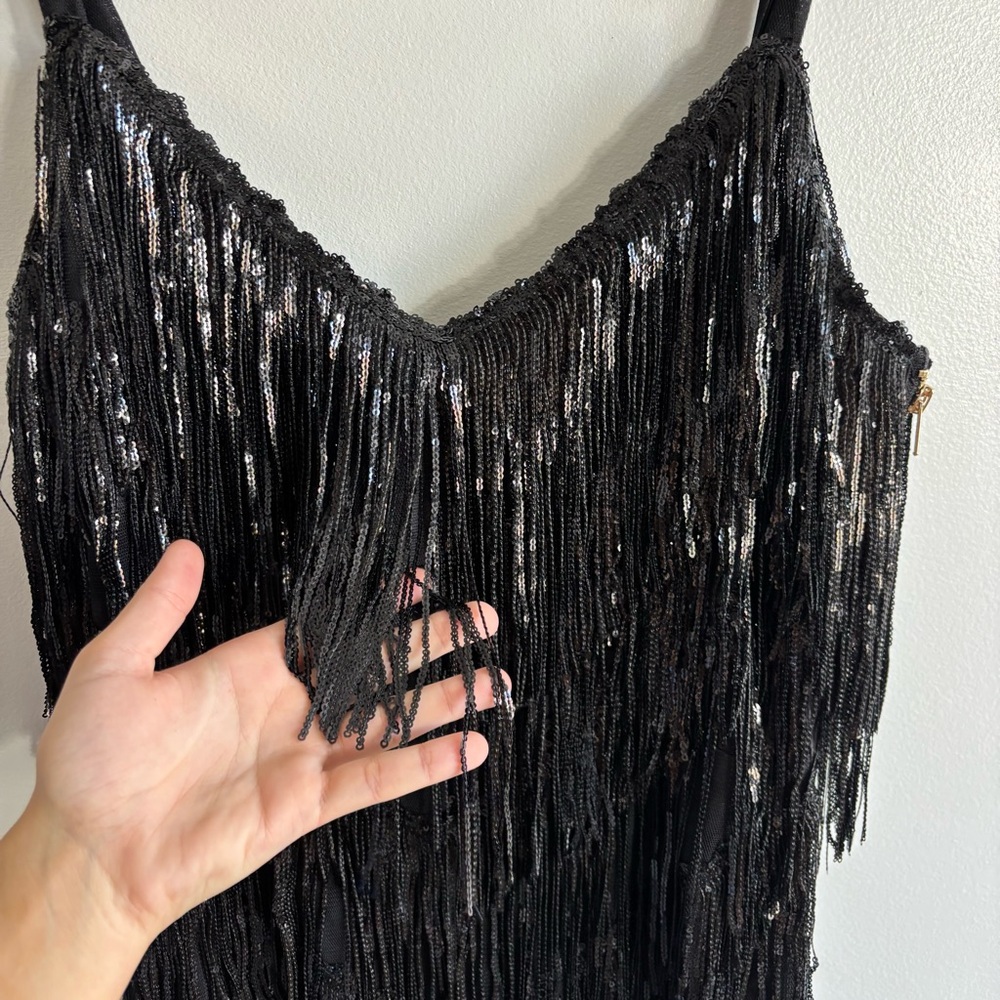 Fashion nova black Selena sequin fringe mini dress - Picture 5 of 9
